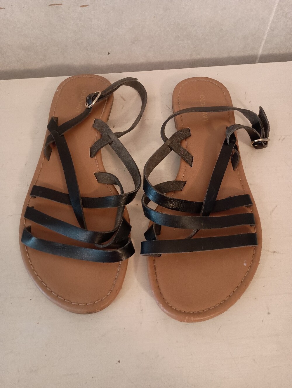 Women’s Black Strappy Sandals - Casual Summer Flats
